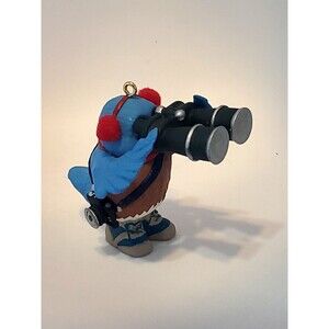 Hallmark Bird Watcher Vintage Holiday Ornament Blue Bird With Binoculars 1993